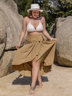 Plus Size High - Low Skirt with Tie Detail - Q.B.Accessories