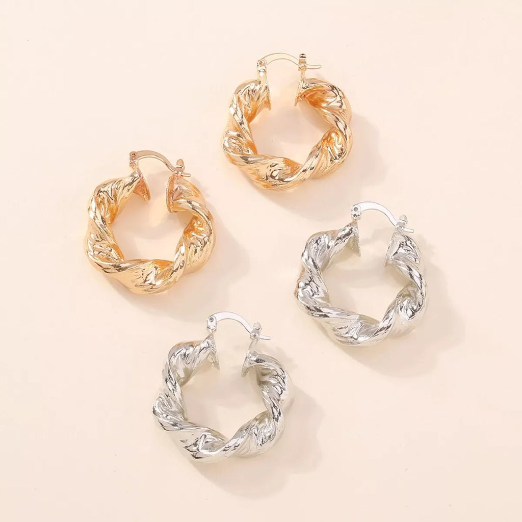 Textured Hoop Earrings - Q.B.Accessories
