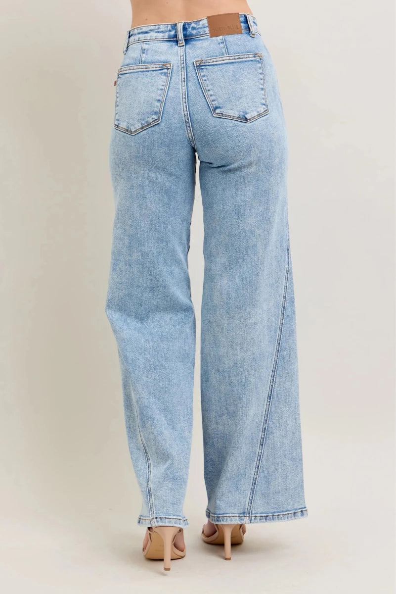 Judy Blue Full Size High Waist Wide Leg Jeans with Skewed Inseam Plus Size - Q.B.Accessories