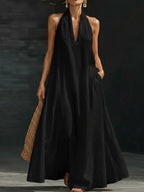 Halter Neck Maxi Dress with Pockets - Q.B.Accessories
