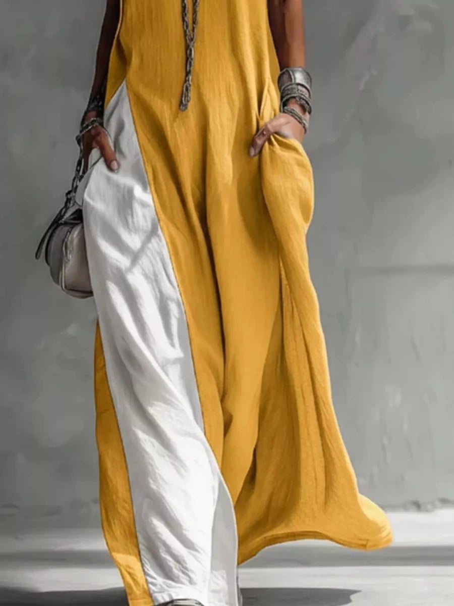 Two - Tone Sleeveless Maxi Dress - Q.B.Accessories