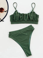 Adjustable Strap Ruched Two - Piece Swim Set - Q.B.Accessories