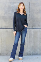 Essential V - Neck Long Sleeve Top – Everyday Comfort Fit | QBA - Q.B.Accessories