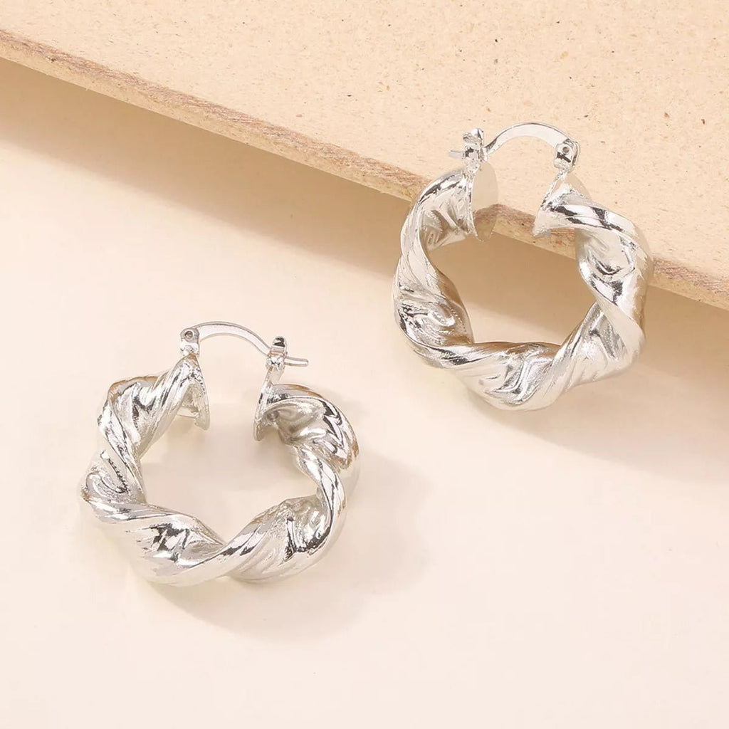 Textured Hoop Earrings - Q.B.Accessories