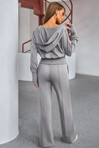 Dropped Shoulder Hoodie and Drawstring Pants Active Set - Q.B.Accessories