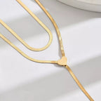 2 Piece 18K Gold-Plated Heart Necklace - Q.B.Accessories