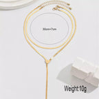2 Piece 18K Gold-Plated Heart Necklace - Q.B.Accessories