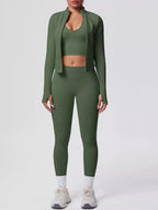 Three-Piece Zip-Up Activewear Set - Q.B.Accessories