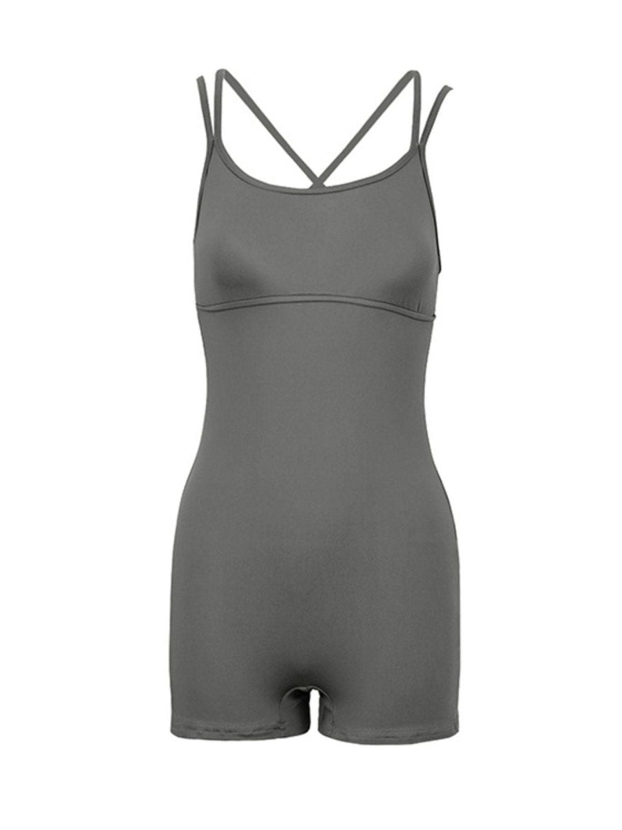 Double Spaghetti Strap Active Romper - Q.B.Accessories