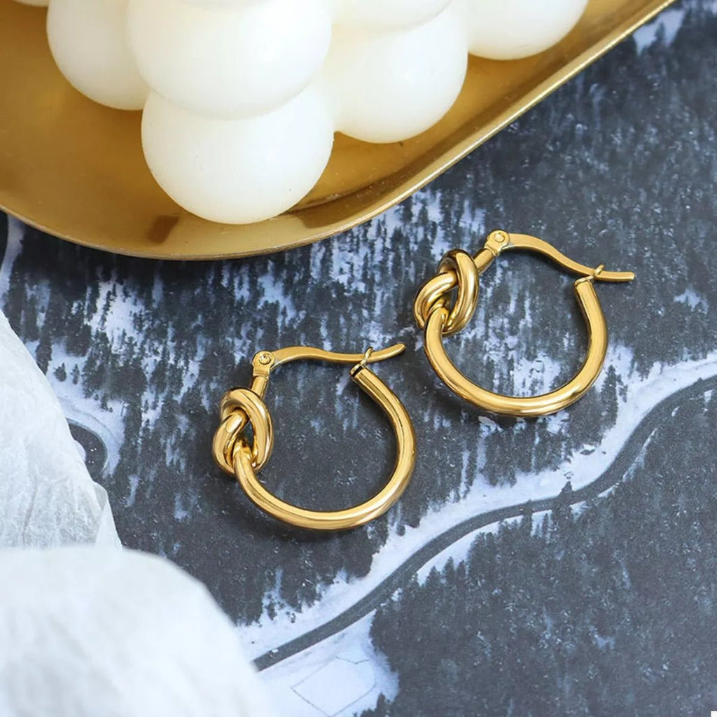 Golden Knot Hoop Earrings - Q.B.Accessories