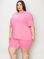 Basic Bae Full Size V - Neck Drop Shoulder T-Shirt and Shorts Set - Q.B.Accessories