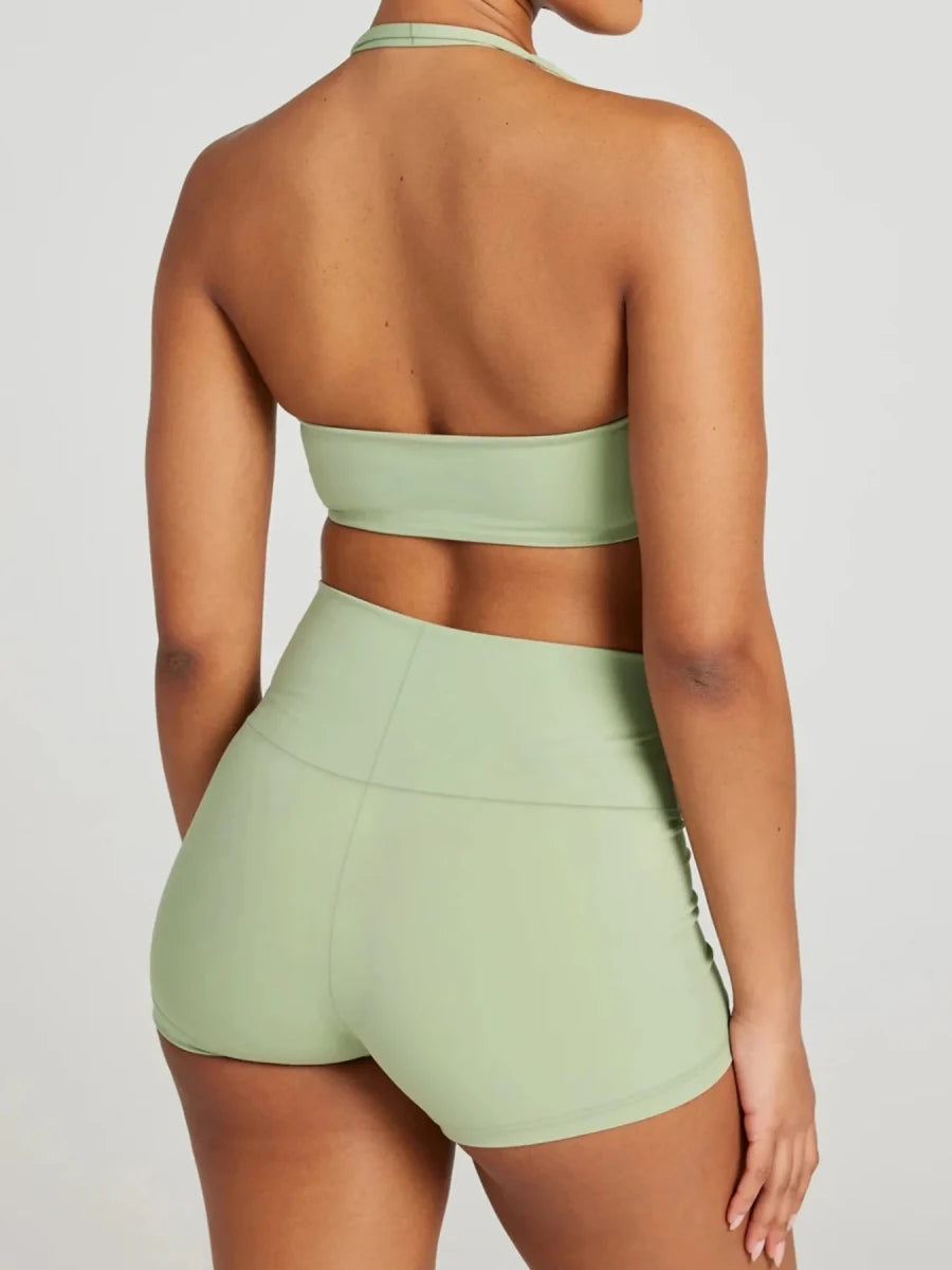 Halter Neck Cami and Shorts Active Set - Q.B.Accessories