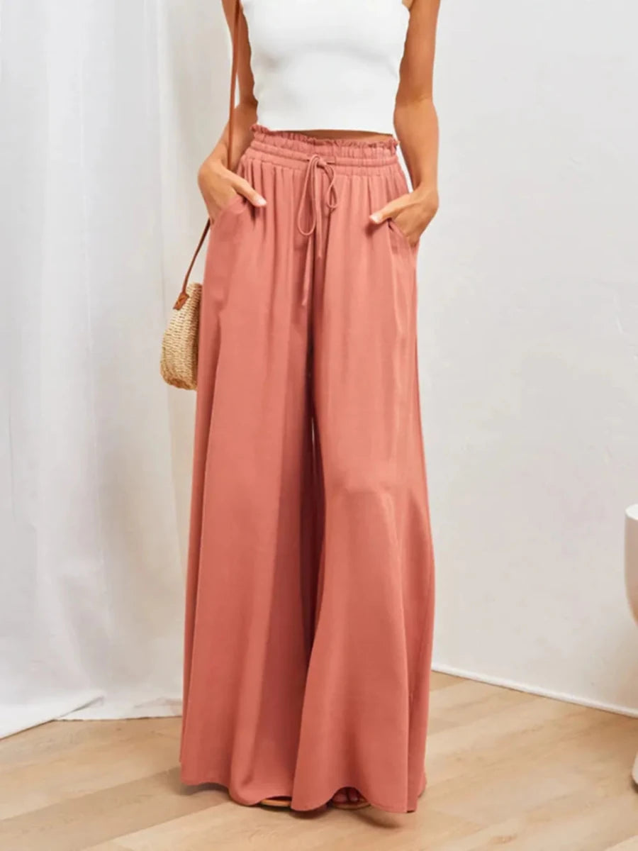 High Waist Wide Leg Pants - Q.B.Accessories