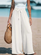 Full Size Drawstring Waist Wide Leg Pants Plus Size - Q.B.Accessories