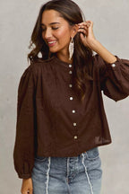 3D Floral Button - Up Blouse – Elegant Statement Piece | QBA - Q.B.Accessories