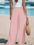 Full Size Drawstring Waist Wide Leg Pants Plus Size - Q.B.Accessories