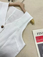 Textured Button - Down Vest - Q.B.Accessories