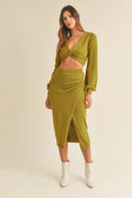 MABLE Front Twisted Knit Top and Midi Skirt Set - Q.B.Accessories