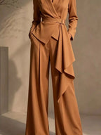 Belted Blazer & Wide-Leg Pants Set - Q.B.Accessories