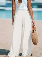 Full Size Drawstring Waist Wide Leg Pants Plus Size - Q.B.Accessories