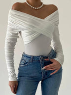 Off - Shoulder Long Sleeve Bodysuit - Q.B.Accessories