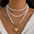 Pearl Chain Heart Necklace - Q.B.Accessories