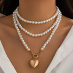 Pearl Chain Heart Necklace - Q.B.Accessories