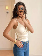 Ruched Spaghetti Strap Bodysuit - Q.B.Accessories