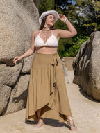 Plus Size High - Low Skirt with Tie Detail - Q.B.Accessories