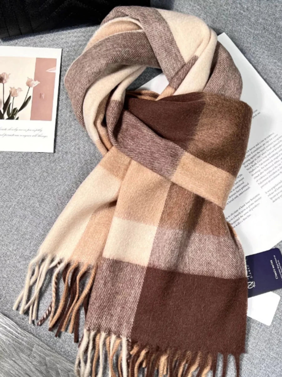 Plaid Scarf with Fringe - Q.B.Accessories
