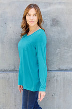 Essential V - Neck Long Sleeve Top – Everyday Comfort Fit | QBA - Q.B.Accessories