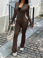 Zip Up Long Sleeve Outerwear and Pants Active Set - Q.B.Accessories