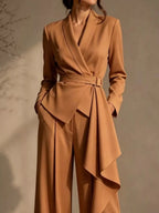 Belted Blazer & Wide-Leg Pants Set - Q.B.Accessories