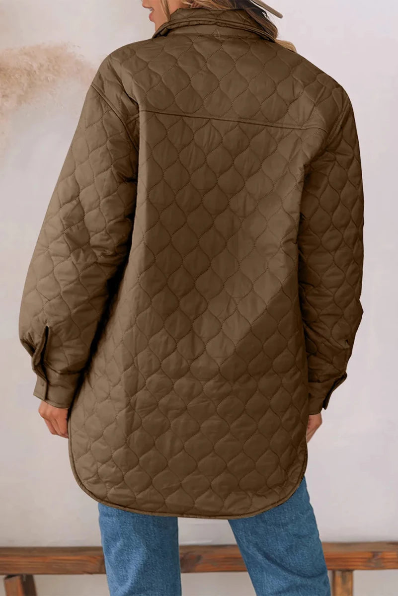 Women’s Snap-Down Collared Winter Coat - Q.B.Accessories