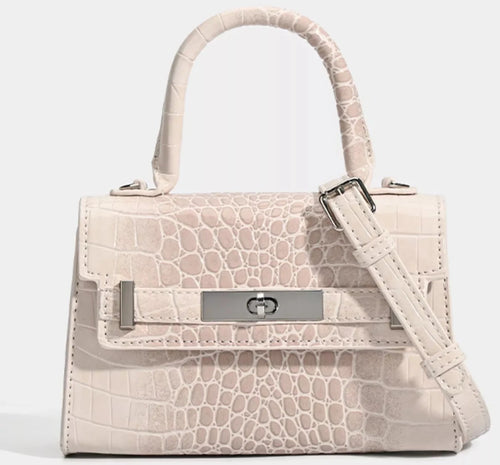 Croc-Embossed Top Handle Handbag - Q.B.Accessories
