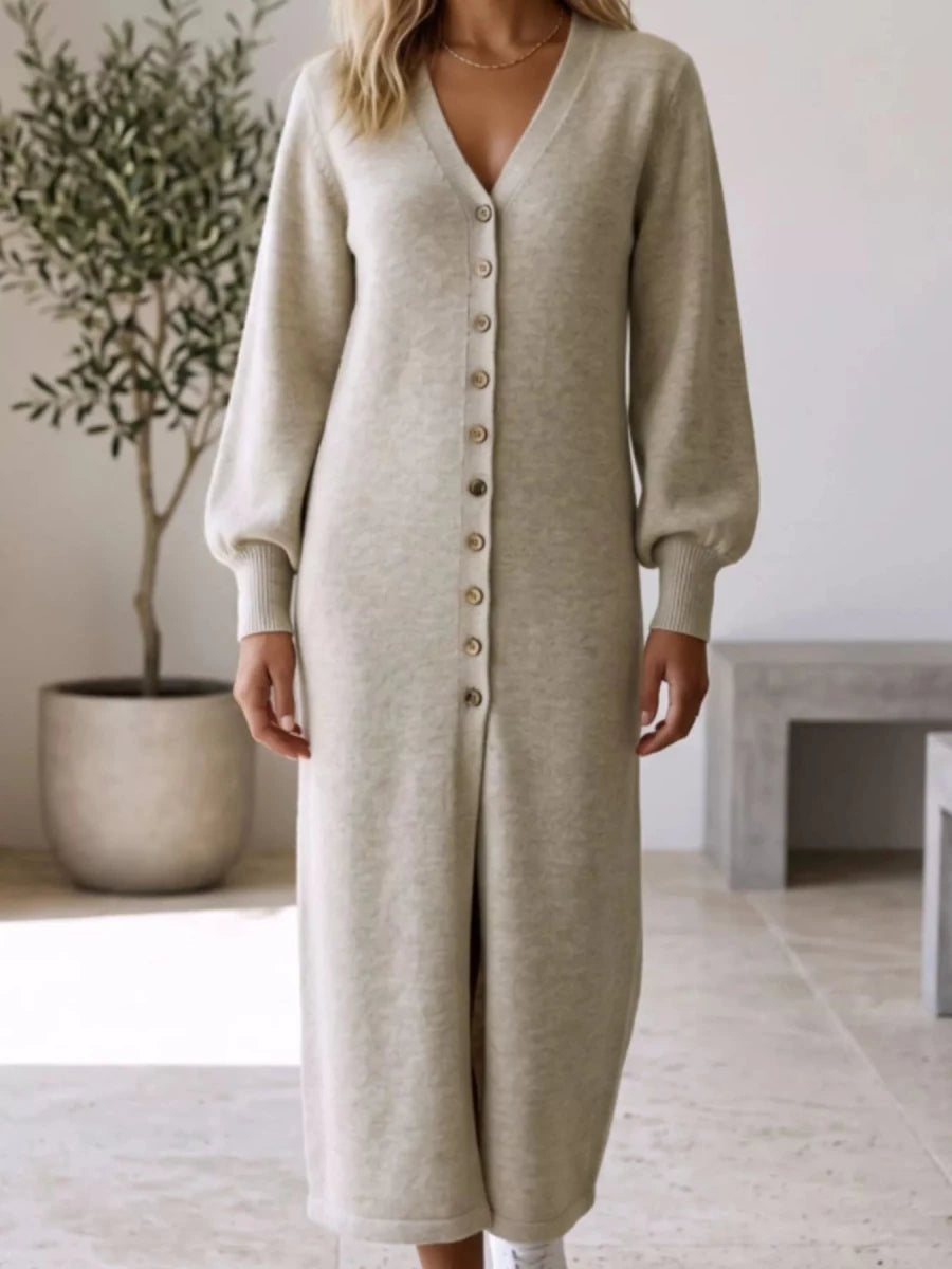 Women’s Button-Front Longline Sweater Dress - Q.B.Accessories