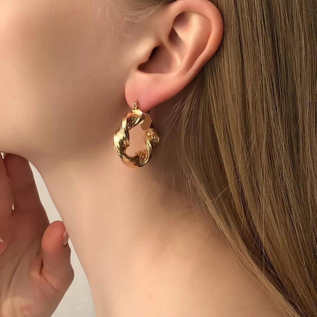 Textured Hoop Earrings - Q.B.Accessories