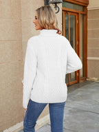 Women’s Cable-Knit Mock-Neck Sweater - Q.B.Accessories
