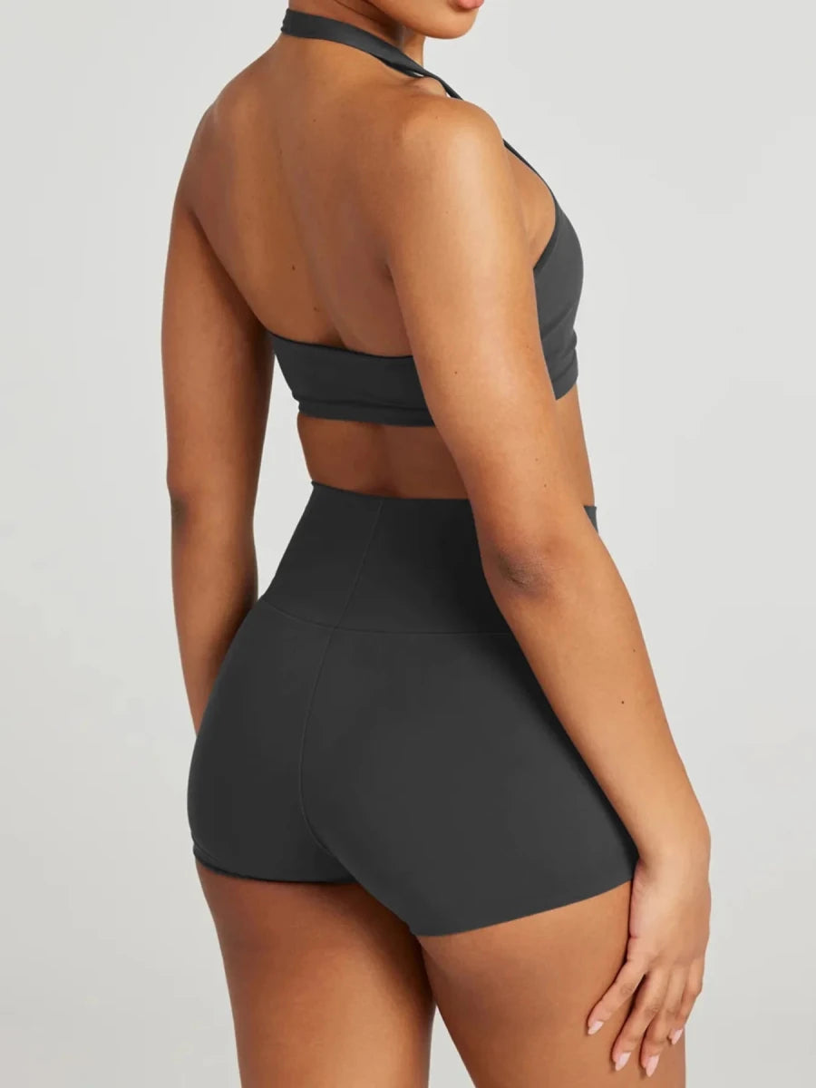 Halter Neck Cami and Shorts Active Set - Q.B.Accessories