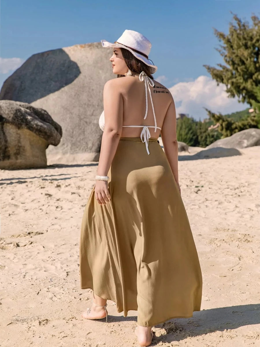 Plus Size High - Low Skirt with Tie Detail - Q.B.Accessories