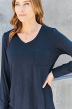 Essential V - Neck Long Sleeve Top – Everyday Comfort Fit | QBA - Q.B.Accessories