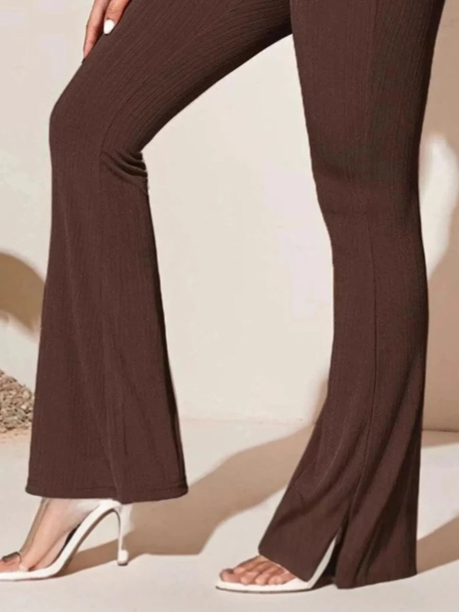 Full Size High - Waist Flare Active Pants Plus Size - Q.B.Accessories