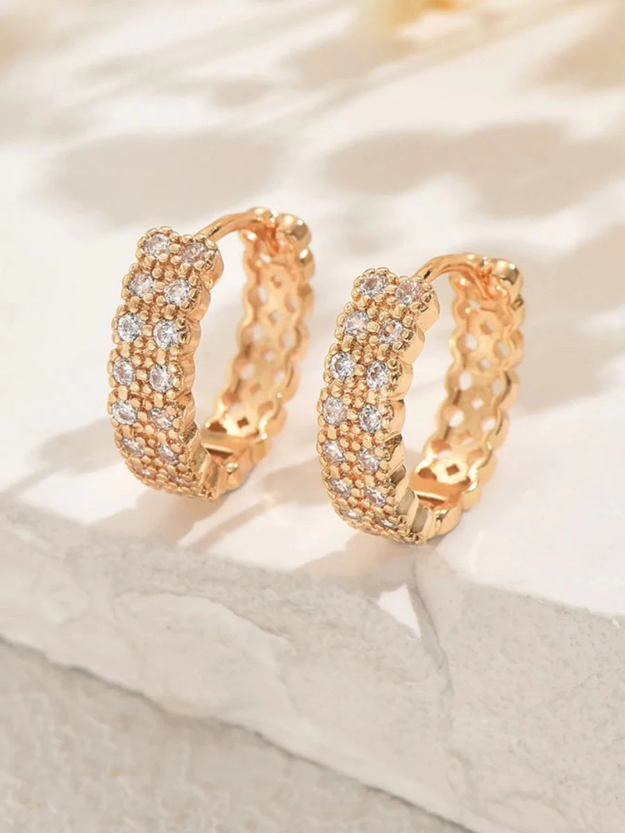 Inlaid Zircon Hoop Earrings - Q.B.Accessories