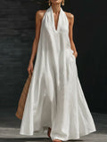 Halter Neck Maxi Dress with Pockets - Q.B.Accessories