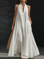Halter Neck Maxi Dress with Pockets - Q.B.Accessories