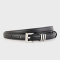 Skinny Leather Belt with Silver Buckle - Q.B.Accessories