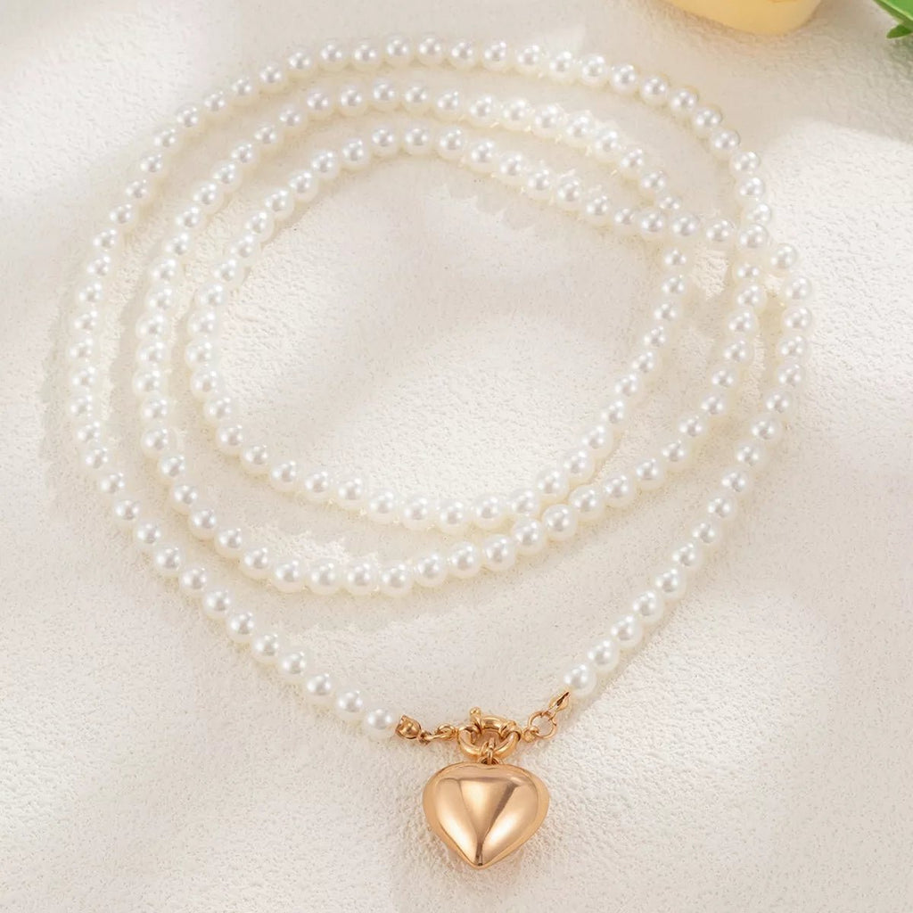 Pearl Chain Heart Necklace - Q.B.Accessories