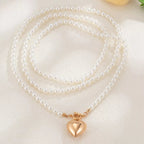 Pearl Chain Heart Necklace - Q.B.Accessories