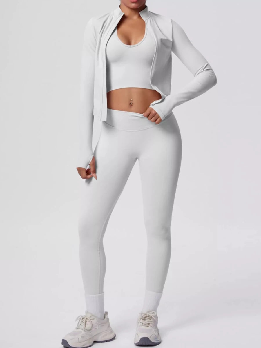 Three-Piece Zip-Up Activewear Set - Q.B.Accessories