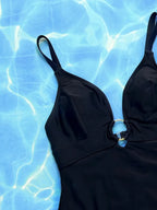 Crisscross Spaghetti Strap Plunge One - Piece Swimwear - Q.B.Accessories